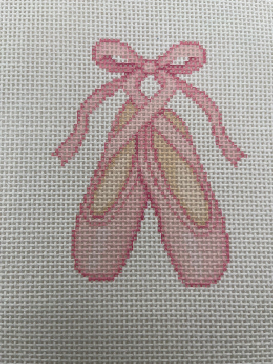 Pink Ballet Shoes - 13 mesh - 8 x 8 - Needlepoint Canvas