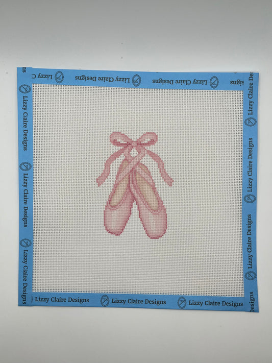 Pink Ballet Point Shoes - 18 mesh - 8 x 8 - Needlepoint Canvas