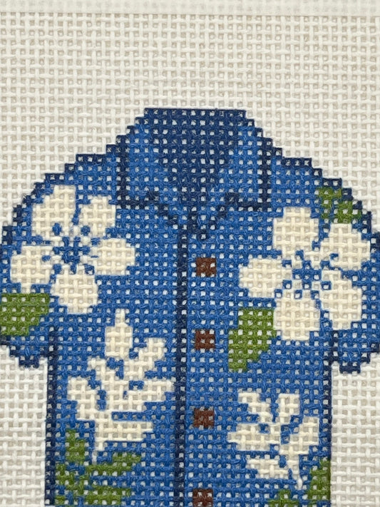 Blue Hawaiian Shirt - 13 mesh - 6 x 6 - Needlepoint Canvas