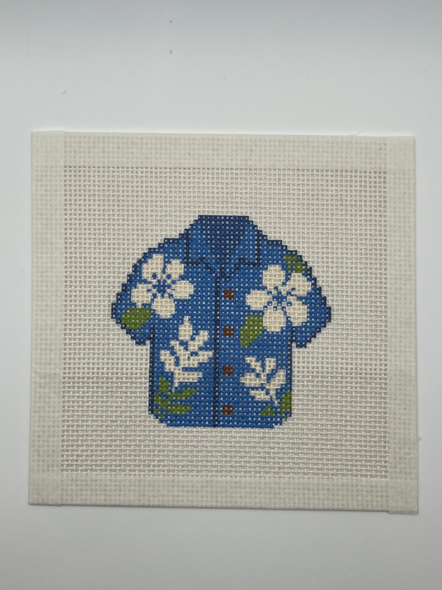 Blue Hawaiian Shirt - 13 mesh - 6 x 6 - Needlepoint Canvas
