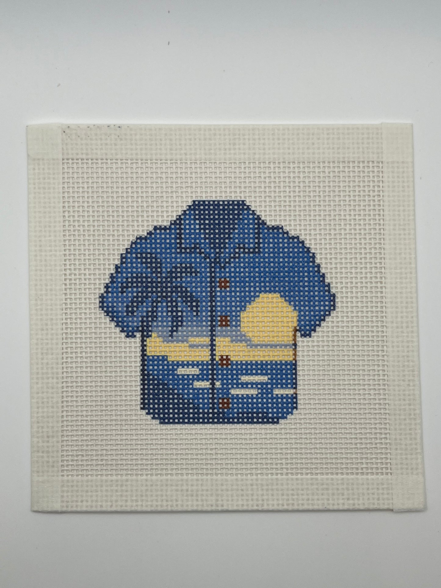 Blue Palm Hawaiian Shirt - 13 mesh - 6 x 6 - Needlepoint Canvas