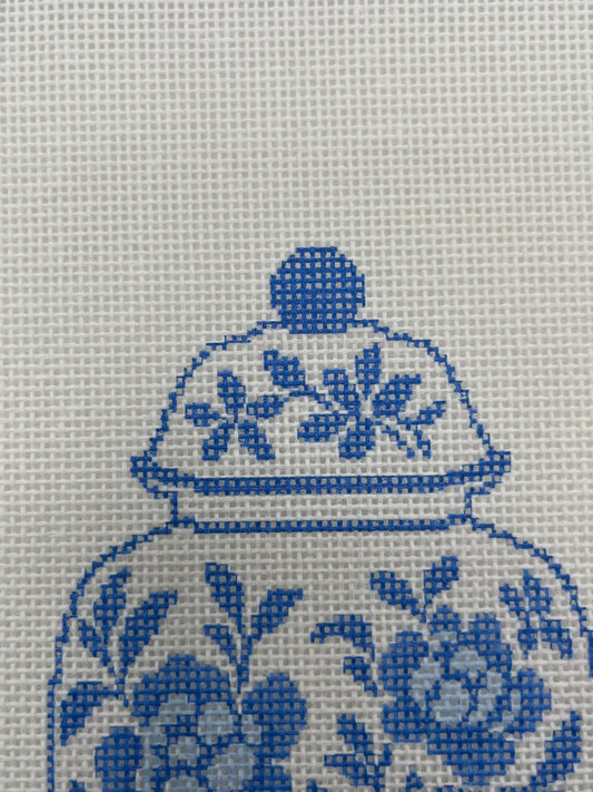Blue and White Chinoiserie Ginger Jar - 18 mesh - 8 x 10 - Needlepoint Canvas