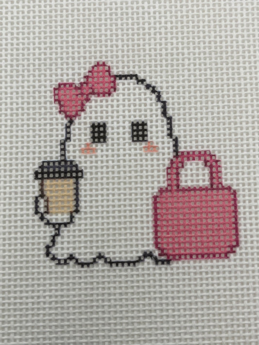Boo-tique Shopper Ghost - 18 mesh - 6 x 6 - Needlepoint Canvas