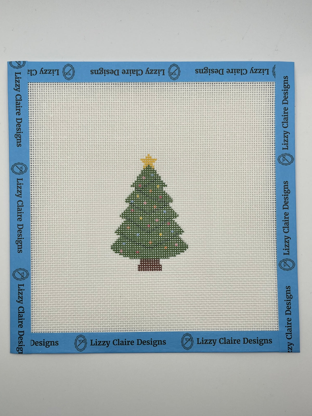 Christmas Tree with Lights and Star - 18 mesh - 7 x 7 - Needlepoint Canvas