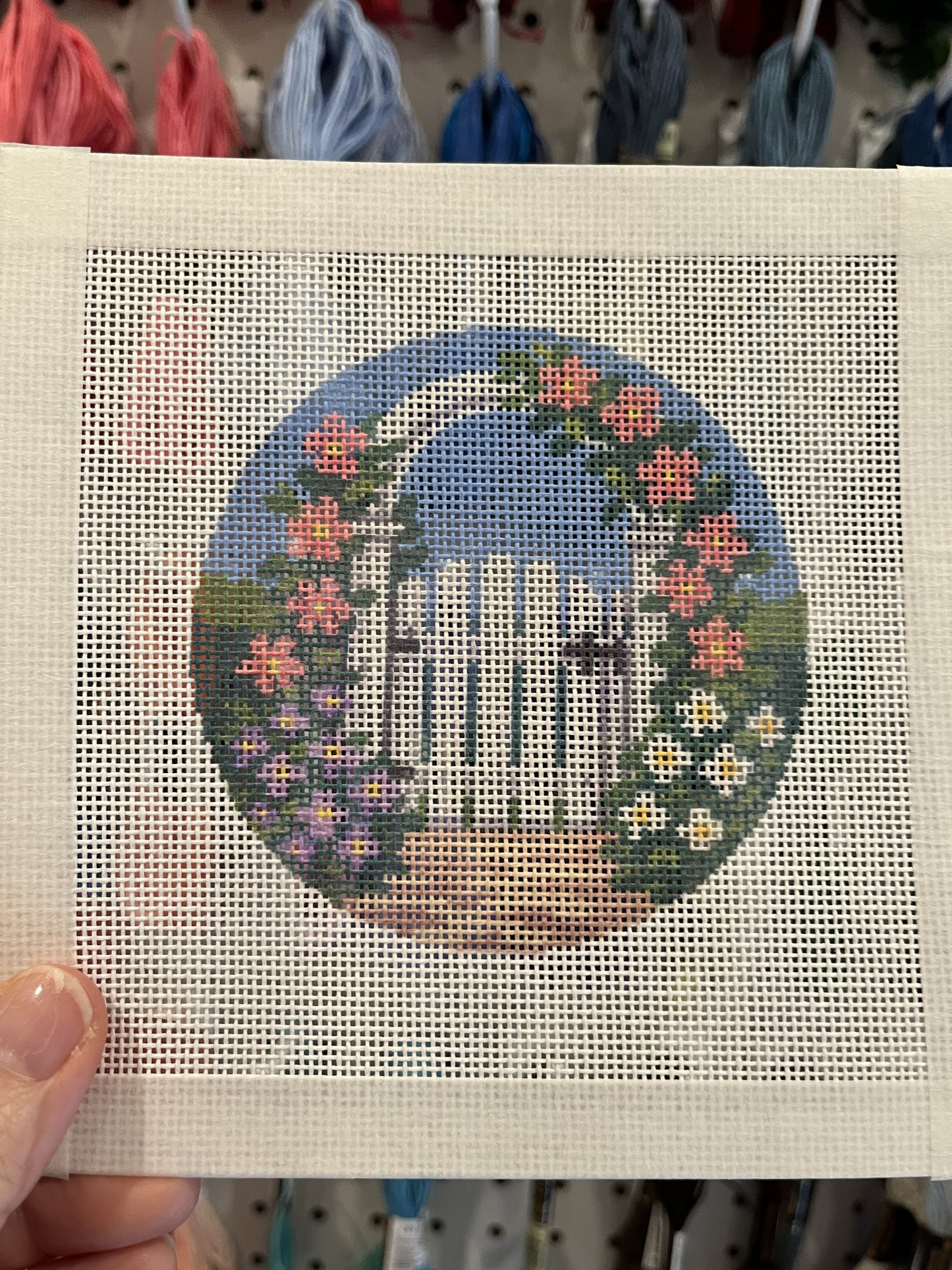 Garden Gate - 18 mesh - 6 x 6 - Needlepoint Canvas