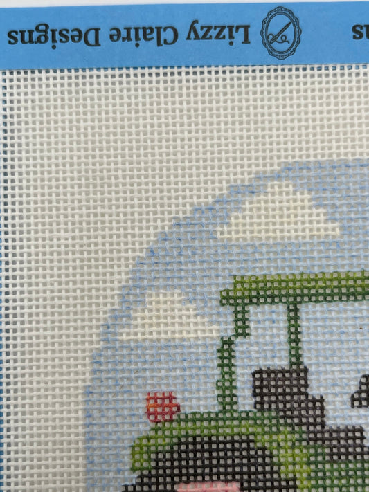 Green Tractor - Happy Farm Collection - 4 inch Round - 18 mesh - 6 x 6 - Needlepoint Canvas