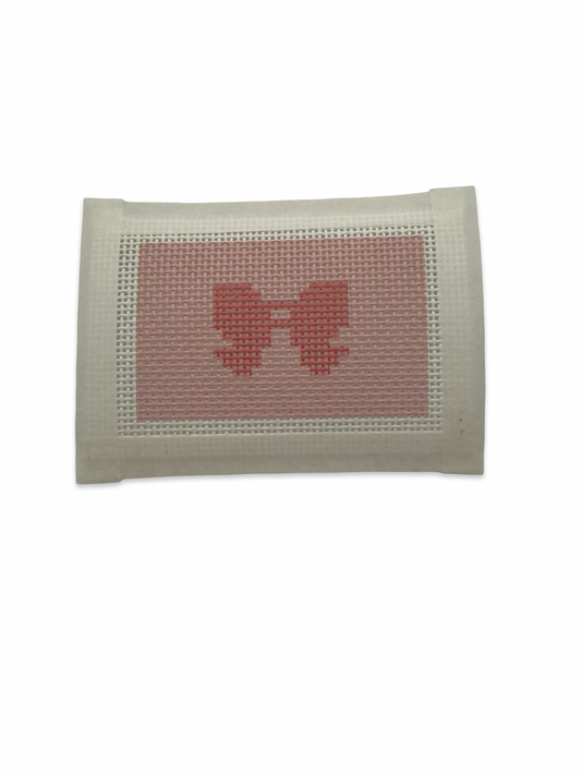 ID Card Size Pink Bow Canvas