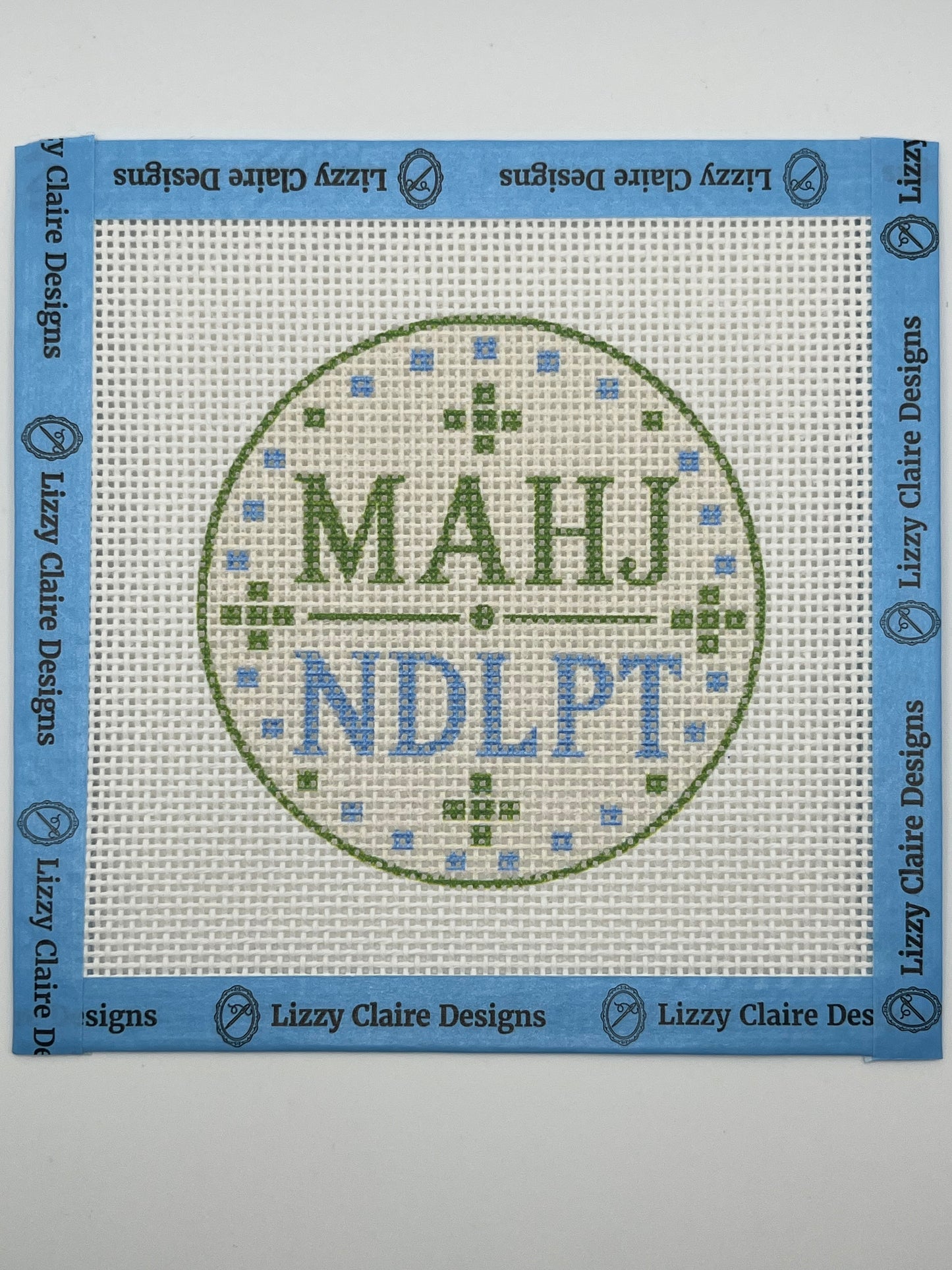 MAHJ/NDLPT (Green) - 13 mesh - 4 inch Round - 6 x 6 - Needlepoint Canvas