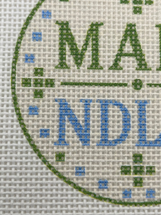 MAHJ/NDLPT (Green) - 13 mesh - 4 inch Round - 6 x 6 - Needlepoint Canvas