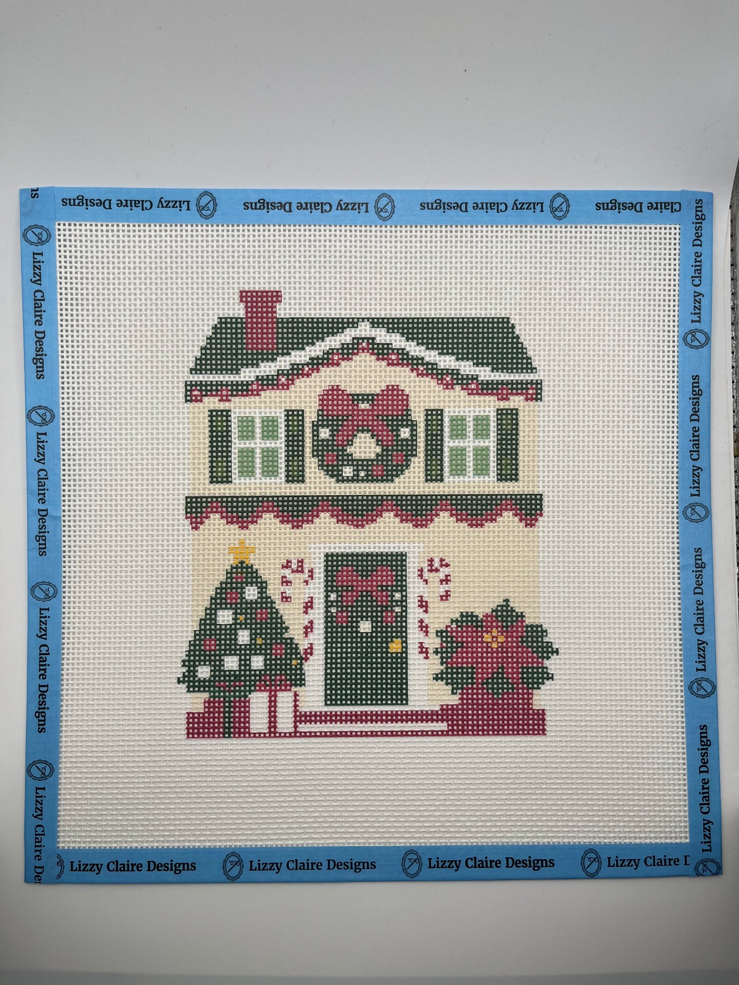 Lizzy Claire's Happy Neighborhood Christmas House - 13 mesh - 10 x 10 - Needlepoint Canvas