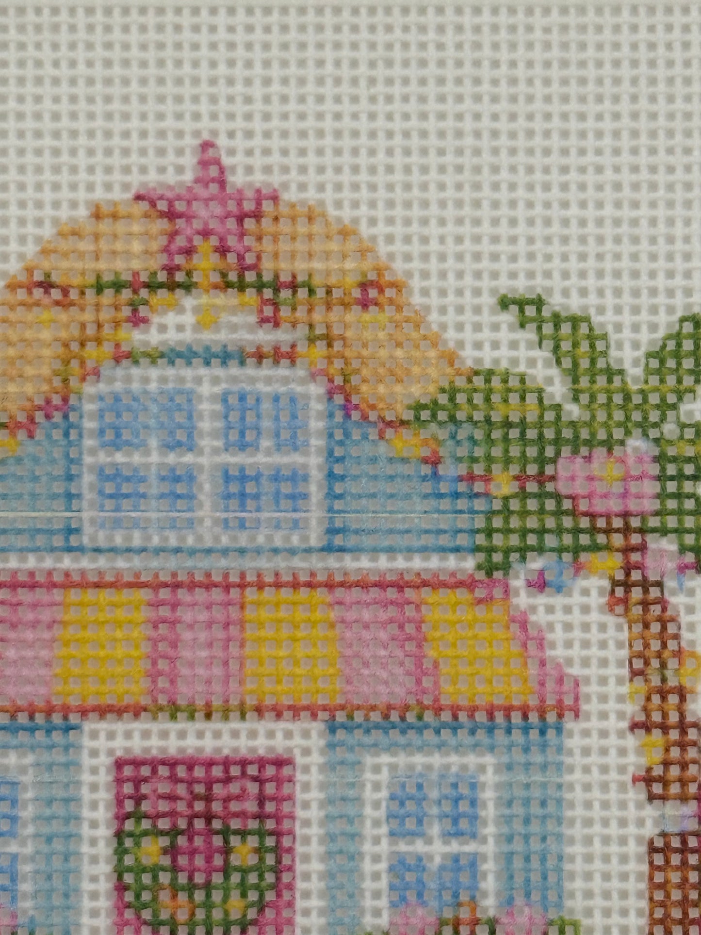 Lizzy Claire's Happy Neighborhood Beach House - 18 mesh - 6 x 6 - Needlepoint Canvas