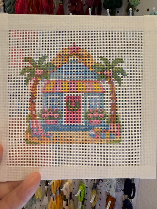Lizzy Claire's Happy Neighborhood Beach House - 18 mesh - 6 x 6 - Needlepoint Canvas