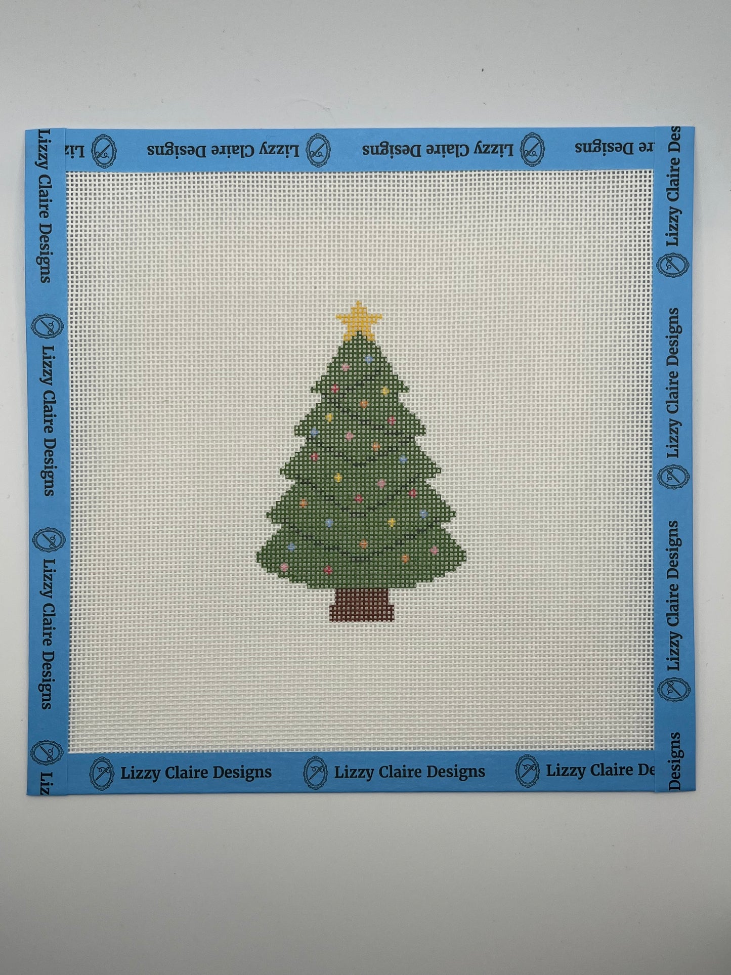 Larger Christmas Tree with Lights and Star - 18 mesh - 8 x 8 - Needlepoint Canvas