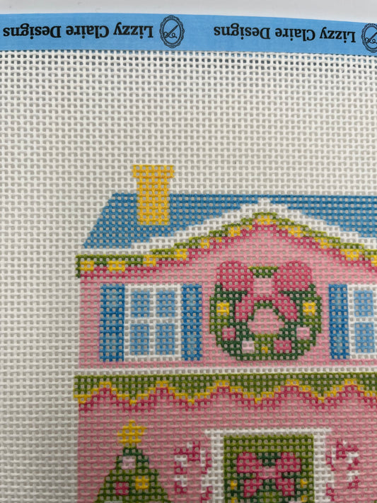 Lizzy Claire's Happy Neighborhood House - 13 mesh - 10 x 10 - Needlepoint Canvas