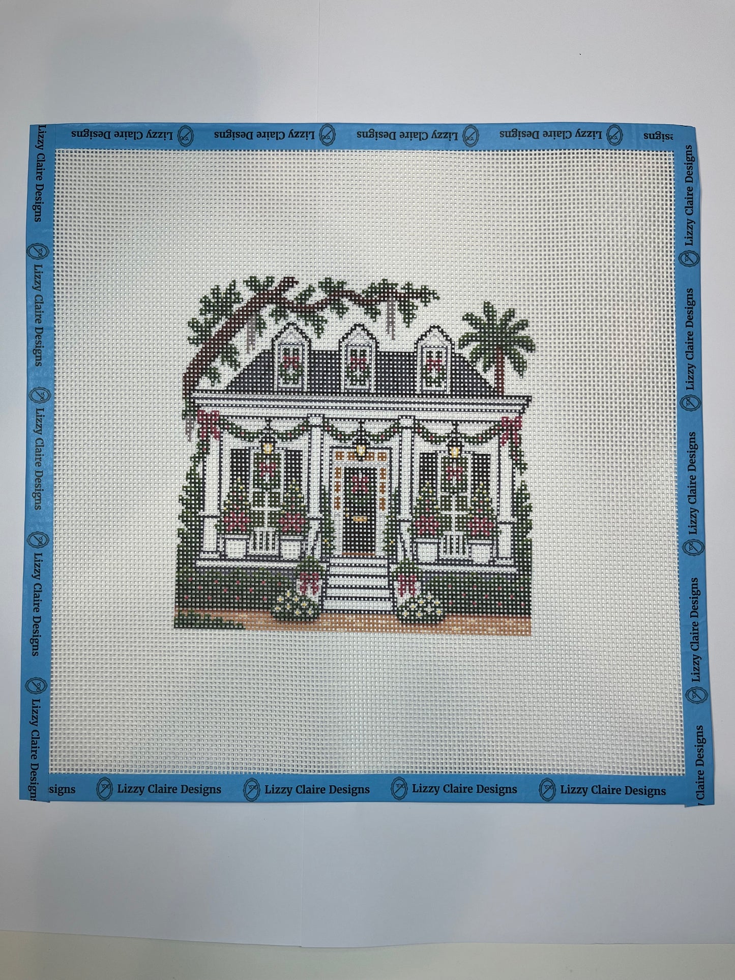 Lizzy Claire's Happy Neighborhood Low Country House - 13 mesh - 12 x 12 - Needlepoint Canvas