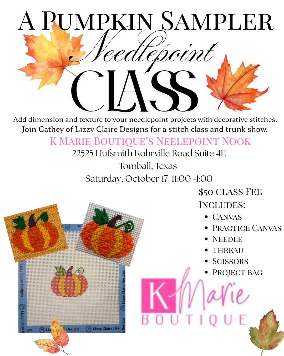 A Pumpkin Sampler Needlepoint Class