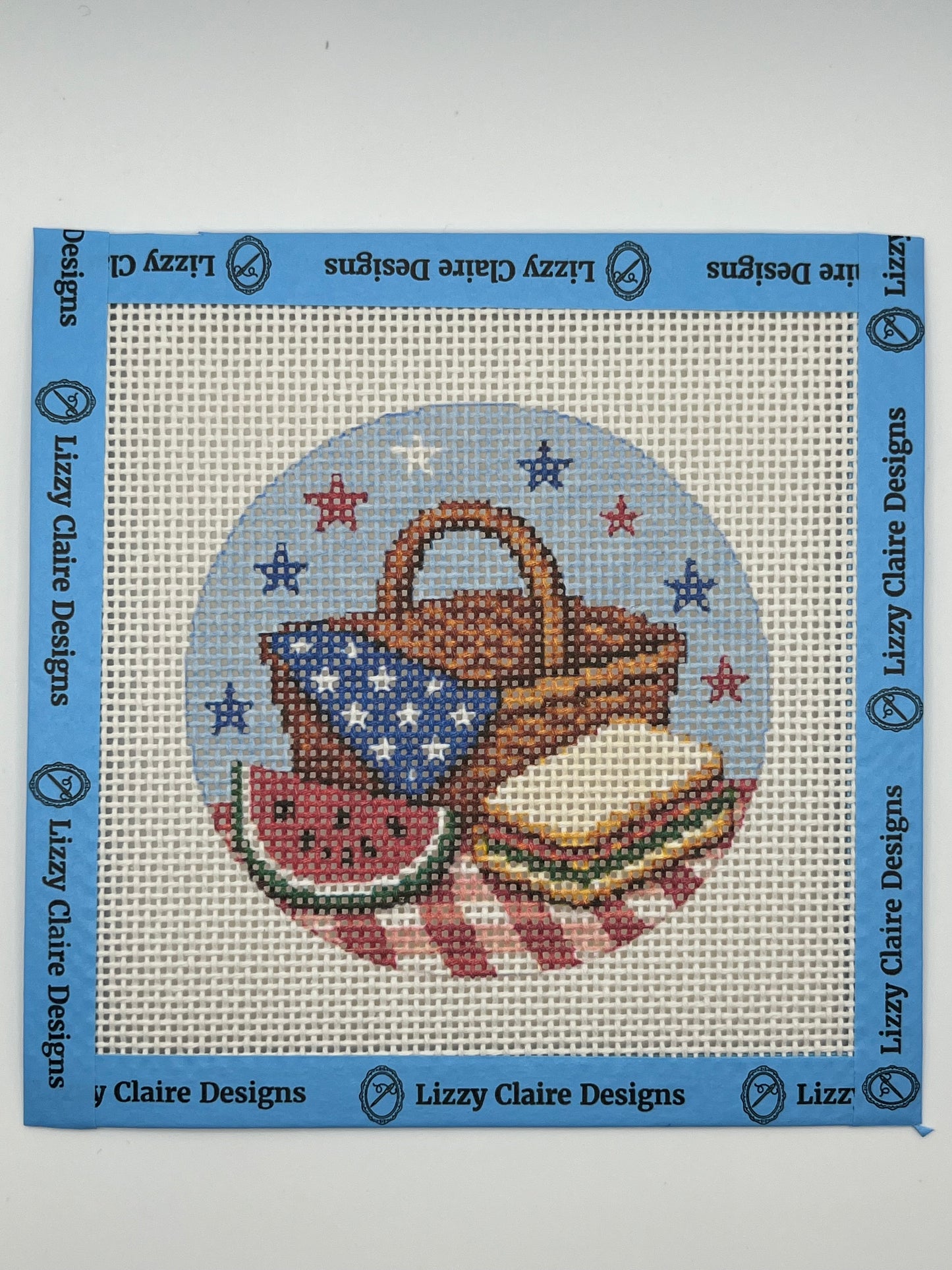 Patriotic Picnic - 13 mesh - 6 x 6 - Needlepoint Canvas
