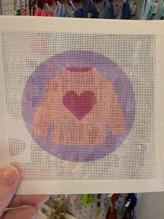 Pink Heart Sweater - 18 mesh - 4 inch Round - 6 x 6 - Needlepoint Canvas