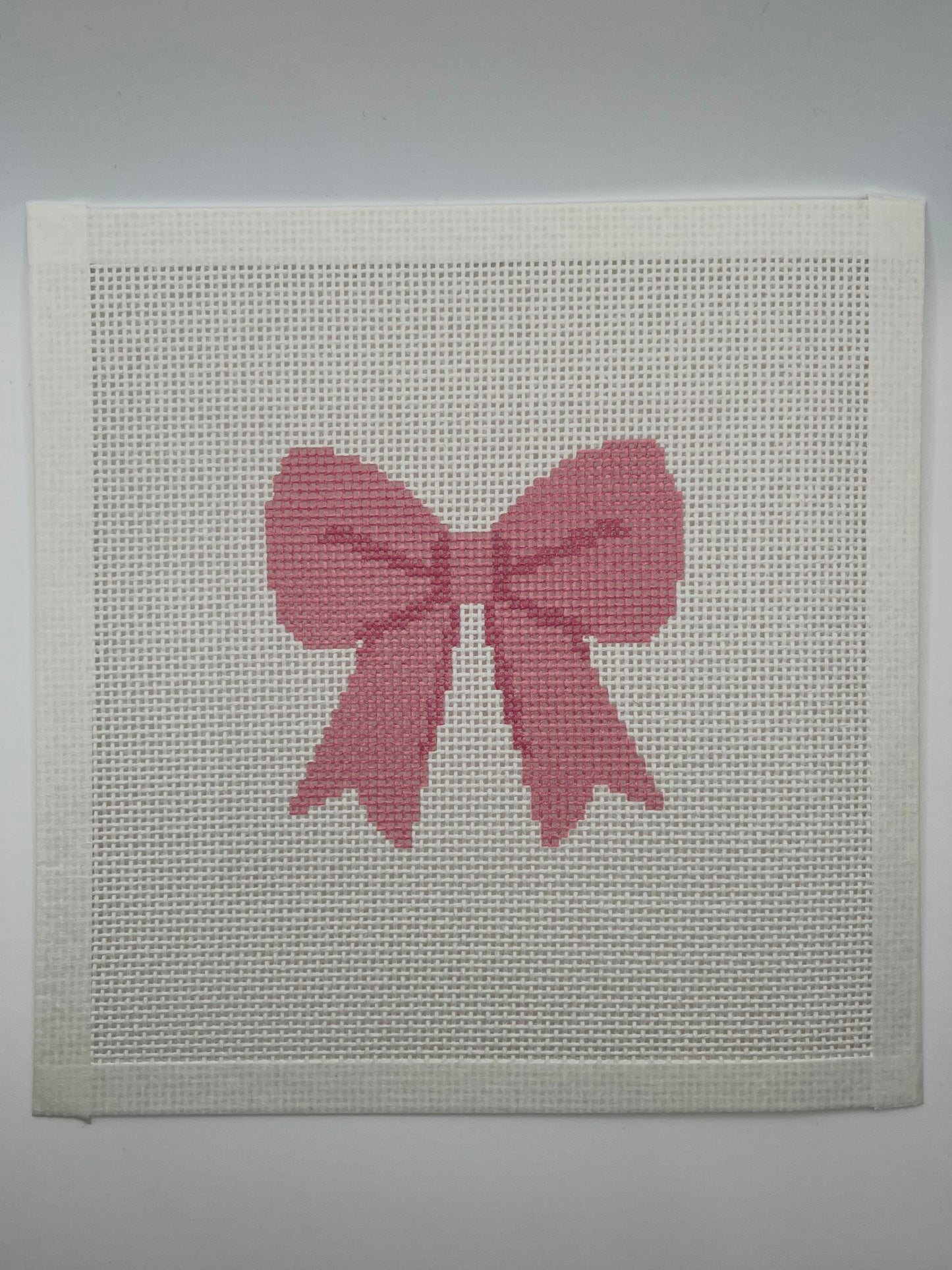 Pink Simple Bow - 13 mesh - 8 x 8 - Needlepoint Canvas
