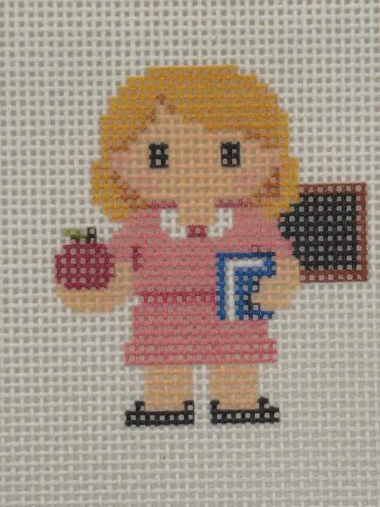School Teacher Lizzy Claire - 13 mesh - 6 x 6 - Needlepoint Canvas