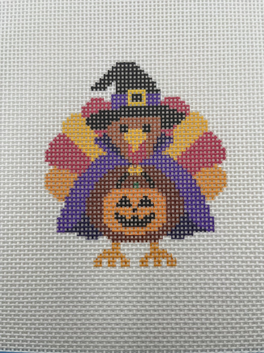 Trick or Treat Turkey - 13 mesh - 8 x 8 - Needlepoint Canvas