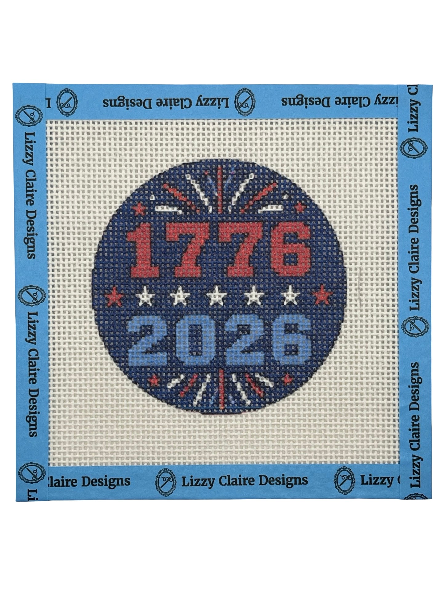 1776–2026 Patriotic - 13 mesh - 4 inch Round - 6 x 6 - Needlepoint Canvas