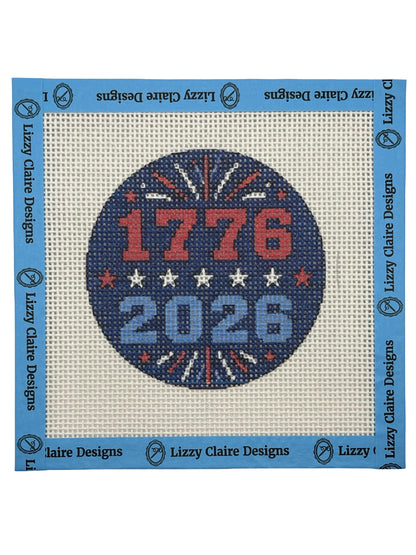 1776–2026 Patriotic - 13 mesh - 4 inch Round - 6 x 6 - Needlepoint Canvas