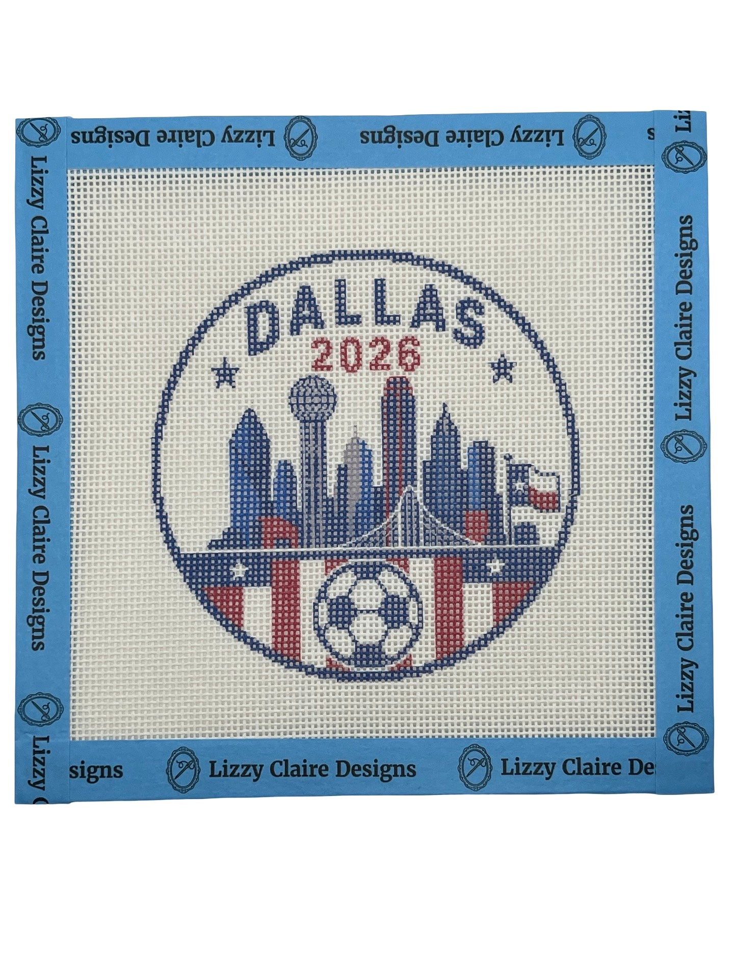 2026 Soccer Dallas - 18 mesh - 4 inch Round - 6 x 6 - Needlepoint Canvas