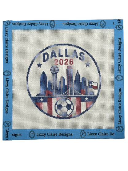 2026 Soccer Dallas - 18 mesh - 4 inch Round - 6 x 6 - Needlepoint Canvas