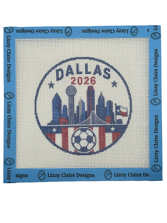 2026 Soccer Dallas - 18 mesh - 4 inch Round - 6 x 6 - Needlepoint Canvas