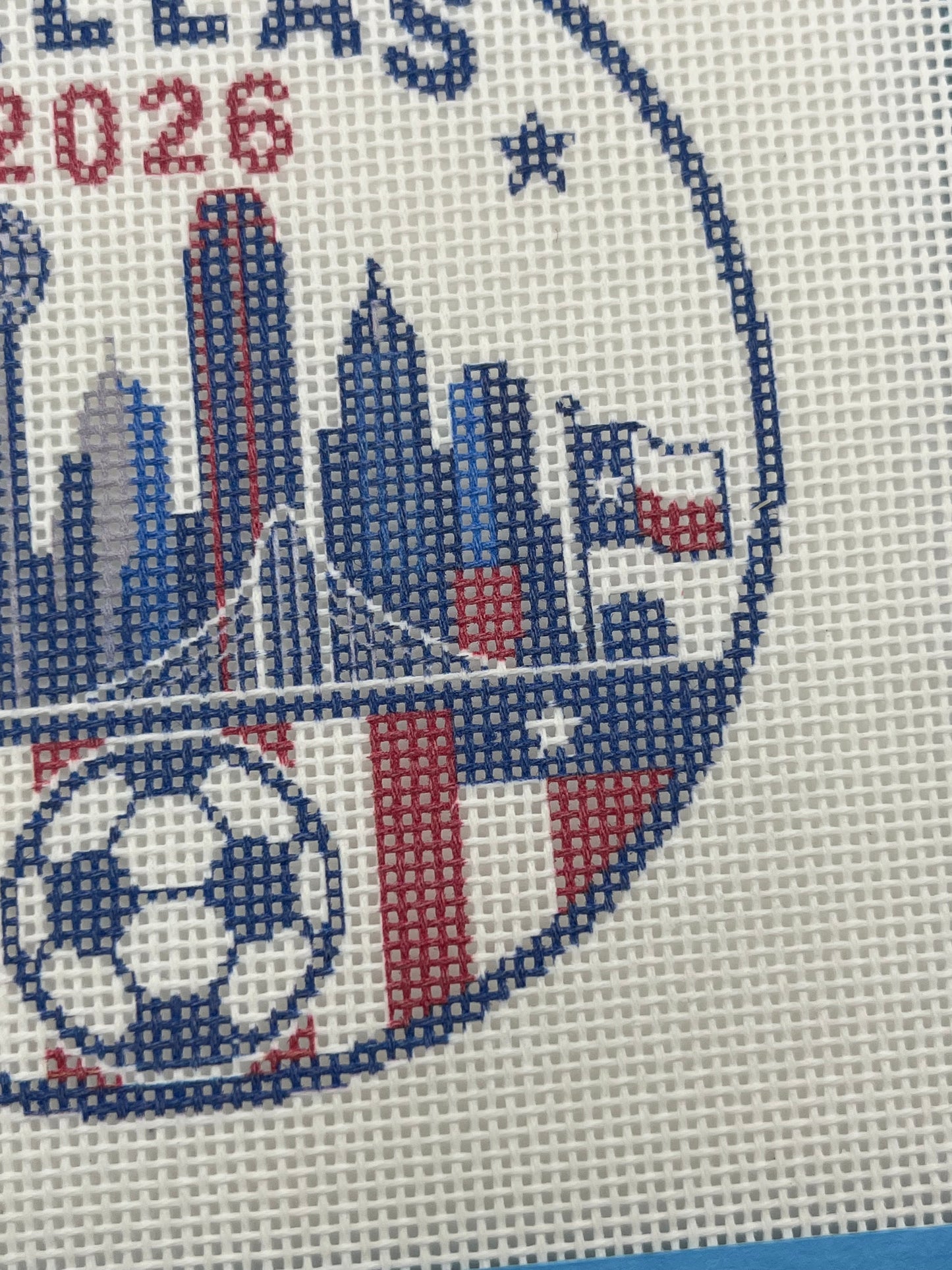 2026 Soccer Dallas - 18 mesh - 4 inch Round - 6 x 6 - Needlepoint Canvas