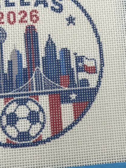 2026 Soccer Dallas - 18 mesh - 4 inch Round - 6 x 6 - Needlepoint Canvas
