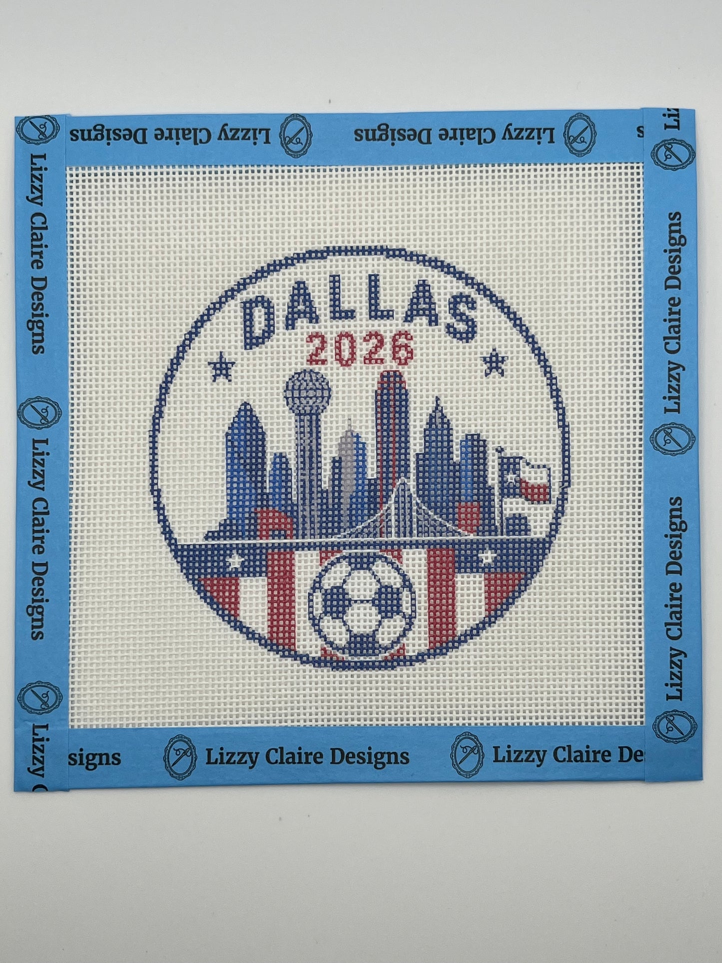 2026 Soccer Dallas - 18 mesh - 4 inch Round - 6 x 6 - Needlepoint Canvas