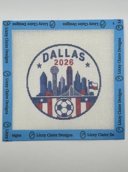2026 Soccer Dallas - 18 mesh - 4 inch Round - 6 x 6 - Needlepoint Canvas