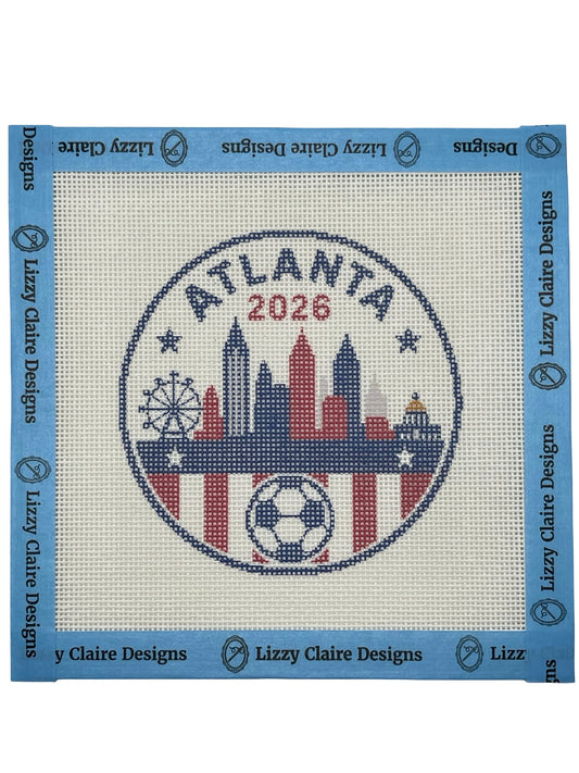 2026 Soccer Atlanta - 18 mesh - 4 inch Round - 6 x 6 - Needlepoint Canvas