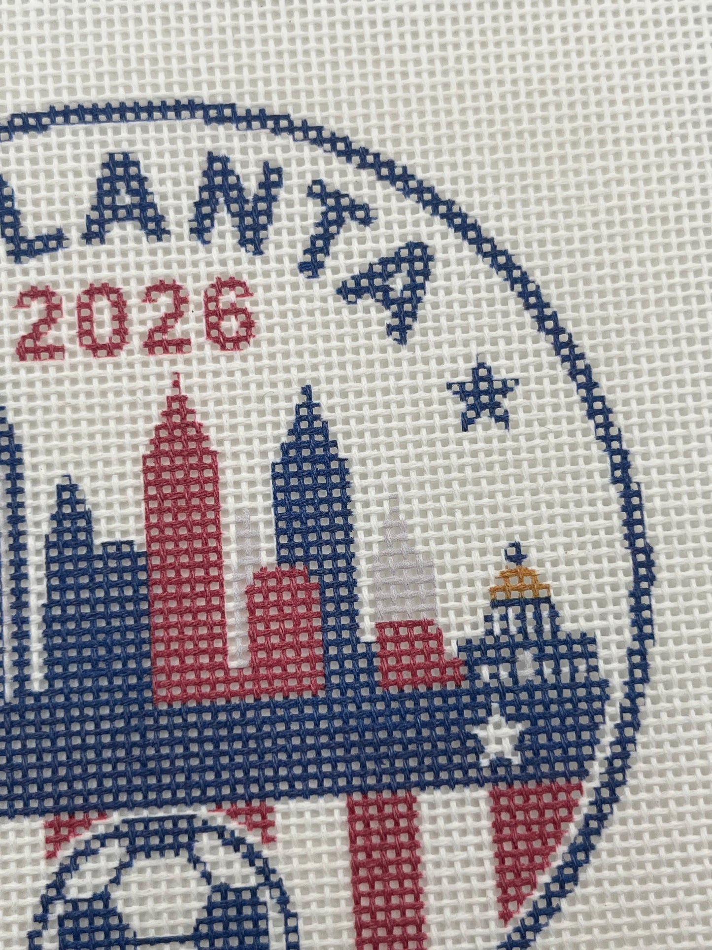 2026 Soccer Atlanta - 18 mesh - 4 inch Round - 6 x 6 - Needlepoint Canvas