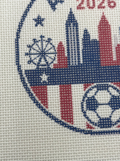 2026 Soccer Atlanta - 18 mesh - 4 inch Round - 6 x 6 - Needlepoint Canvas