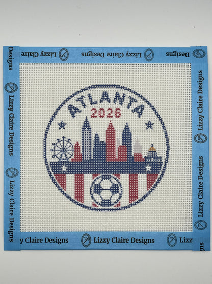 2026 Soccer Atlanta - 18 mesh - 4 inch Round - 6 x 6 - Needlepoint Canvas