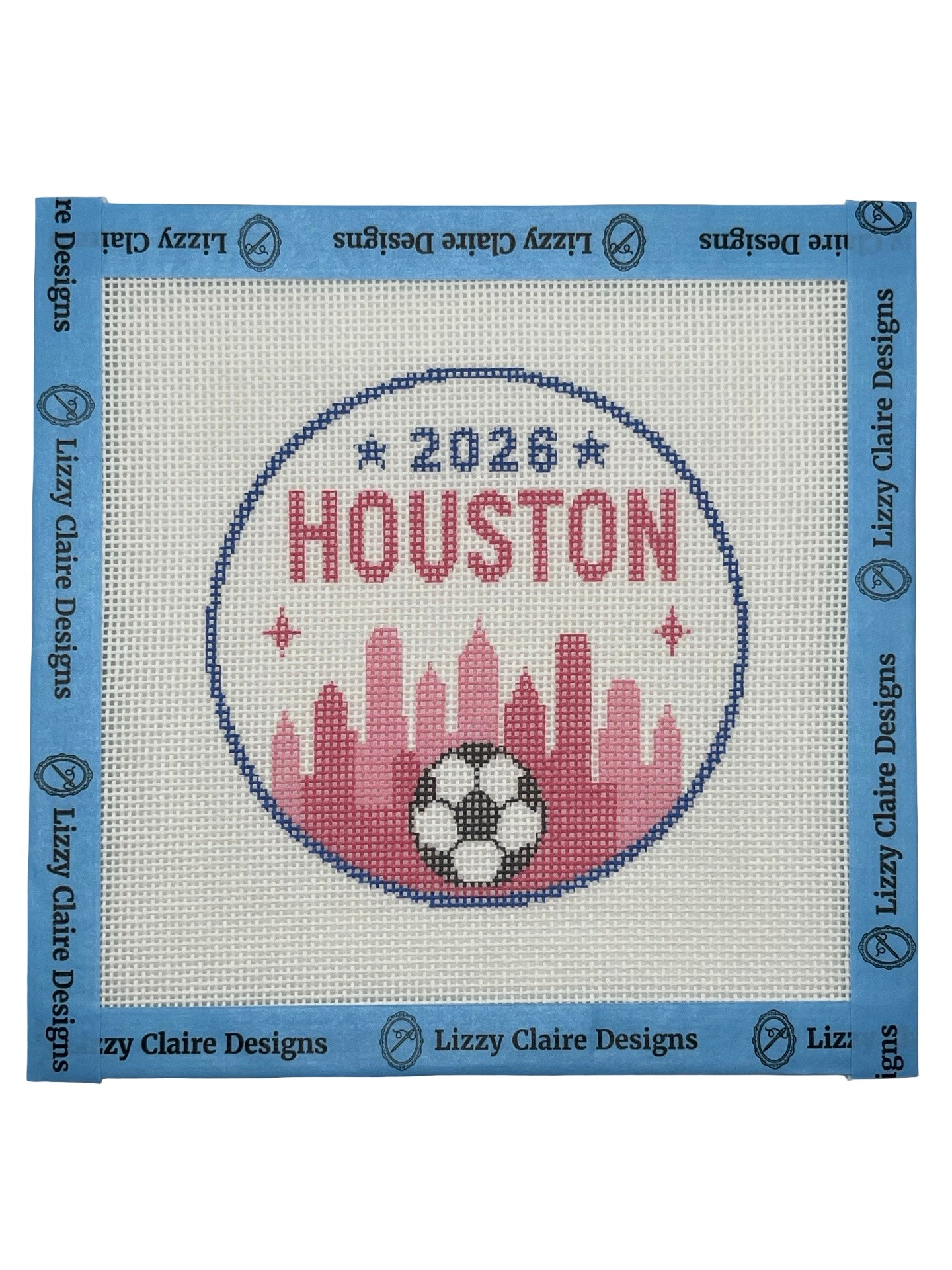 2026 Soccer Houston - 18 mesh - 4 inch Round - 6 x 6 - Needlepoint Canvas
