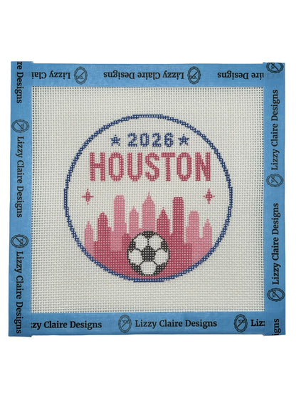 2026 Soccer Houston - 18 mesh - 4 inch Round - 6 x 6 - Needlepoint Canvas