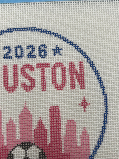 2026 Soccer Houston - 18 mesh - 4 inch Round - 6 x 6 - Needlepoint Canvas
