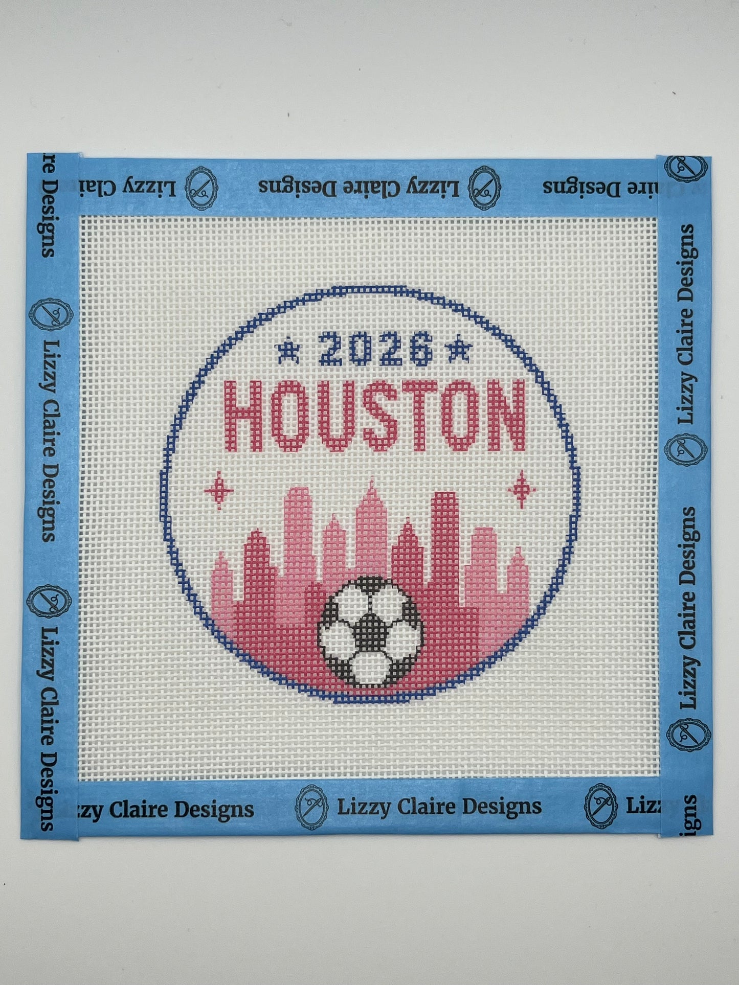 2026 Soccer Houston - 18 mesh - 4 inch Round - 6 x 6 - Needlepoint Canvas
