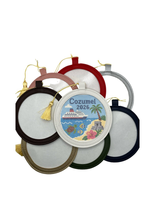 4" Pu Leather Needlepoint Finishing Ornament