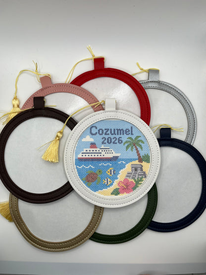 4" Pu Leather Needlepoint Finishing Ornament