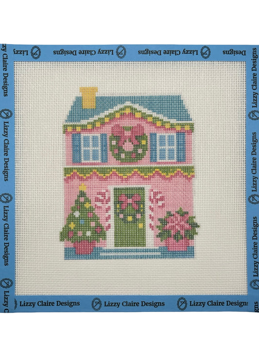 Lizzy Claire's Happy Neighborhood House - 18 mesh - 8 x 8 - Needlepoint Canvas