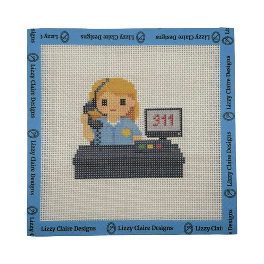 911 Operator Lizzy Claire - 13 mesh - 6 x 6 - Needlepoint Canvas