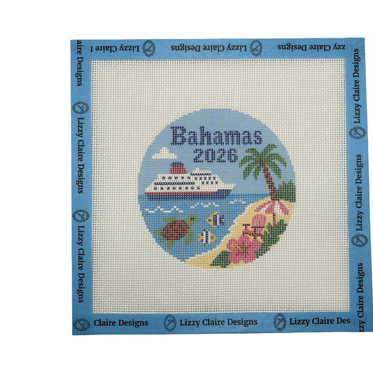 Bahamas 2026 - 18 mesh - 4 inch Round - 7 x 7 - Needlepoint Canvas