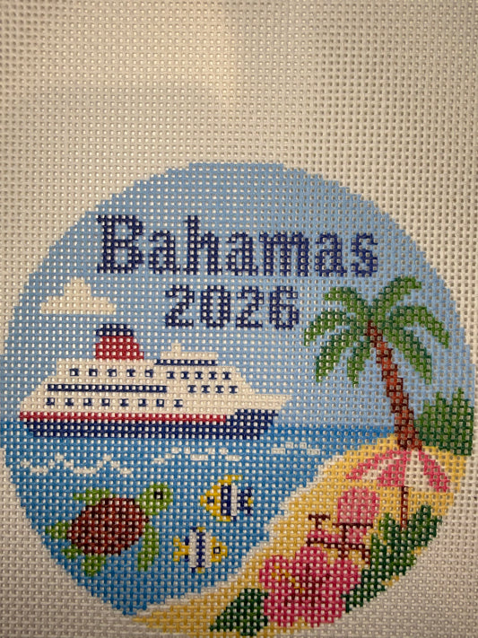 Bahamas 2026 - 18 mesh - 4 inch Round - 7 x 7 - Needlepoint Canvas