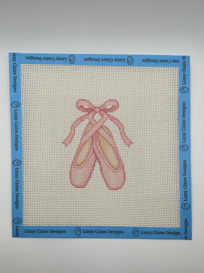 Pink Ballet Shoes - 13 mesh - 8 x 8 - Needlepoint Canvas