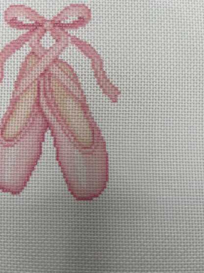 Pink Ballet Point Shoes - 18 mesh - 8 x 8 - Needlepoint Canvas